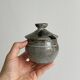 Speckled grey ceramic sugar bowl