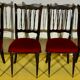 4 CHAIRS Napoleon III, black lacquered, seats Red Velvet