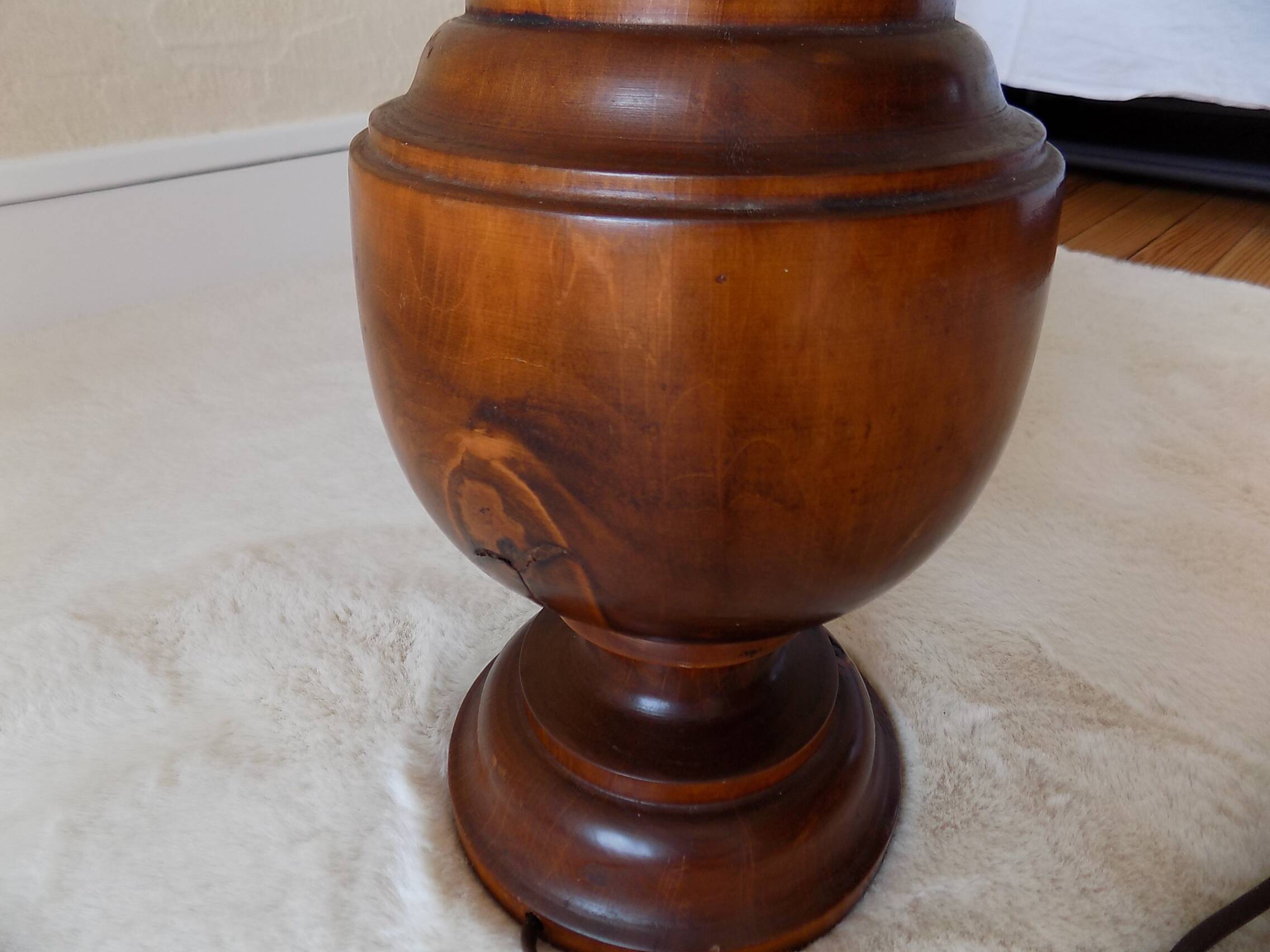 lampe de sol vintage pied en bois tourné