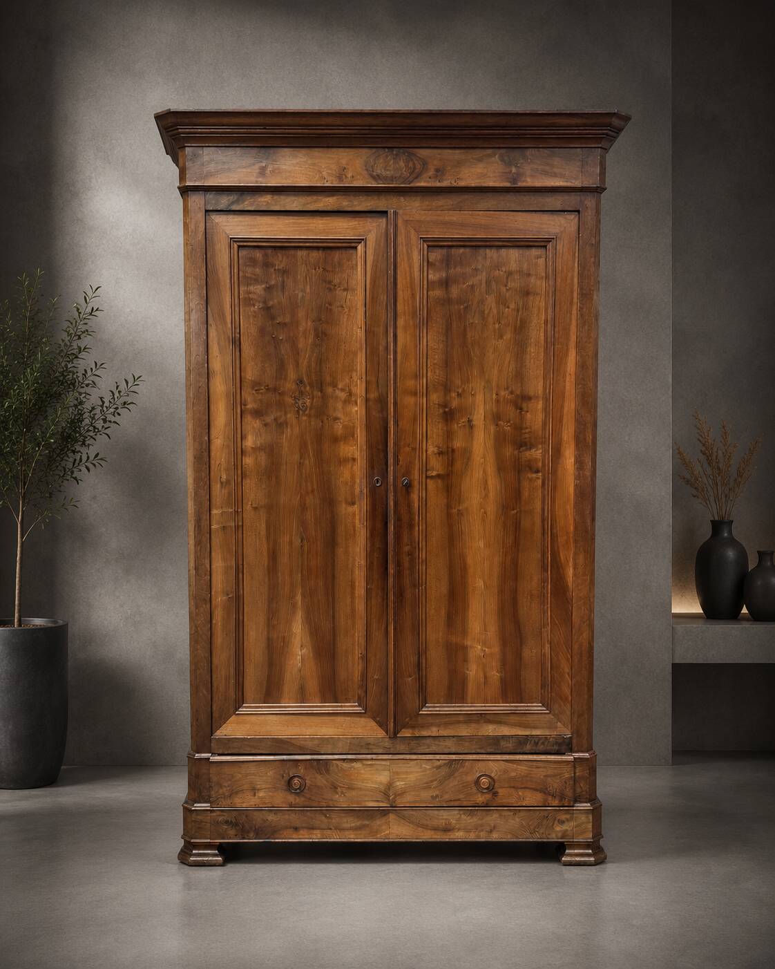 19th-century walnut wardrobe