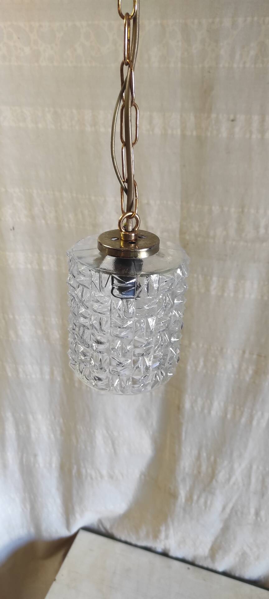 Glass and gilded metal suspension - mid 20th century