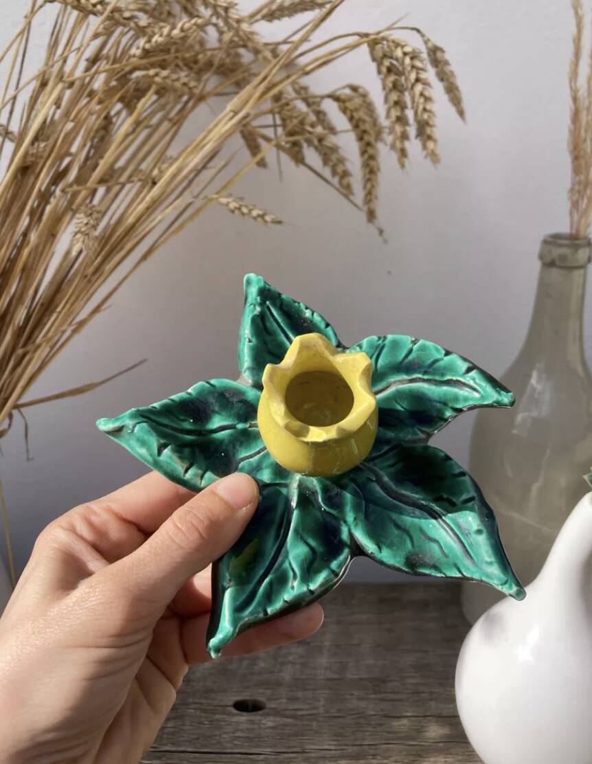 Ceramic flower candle holder