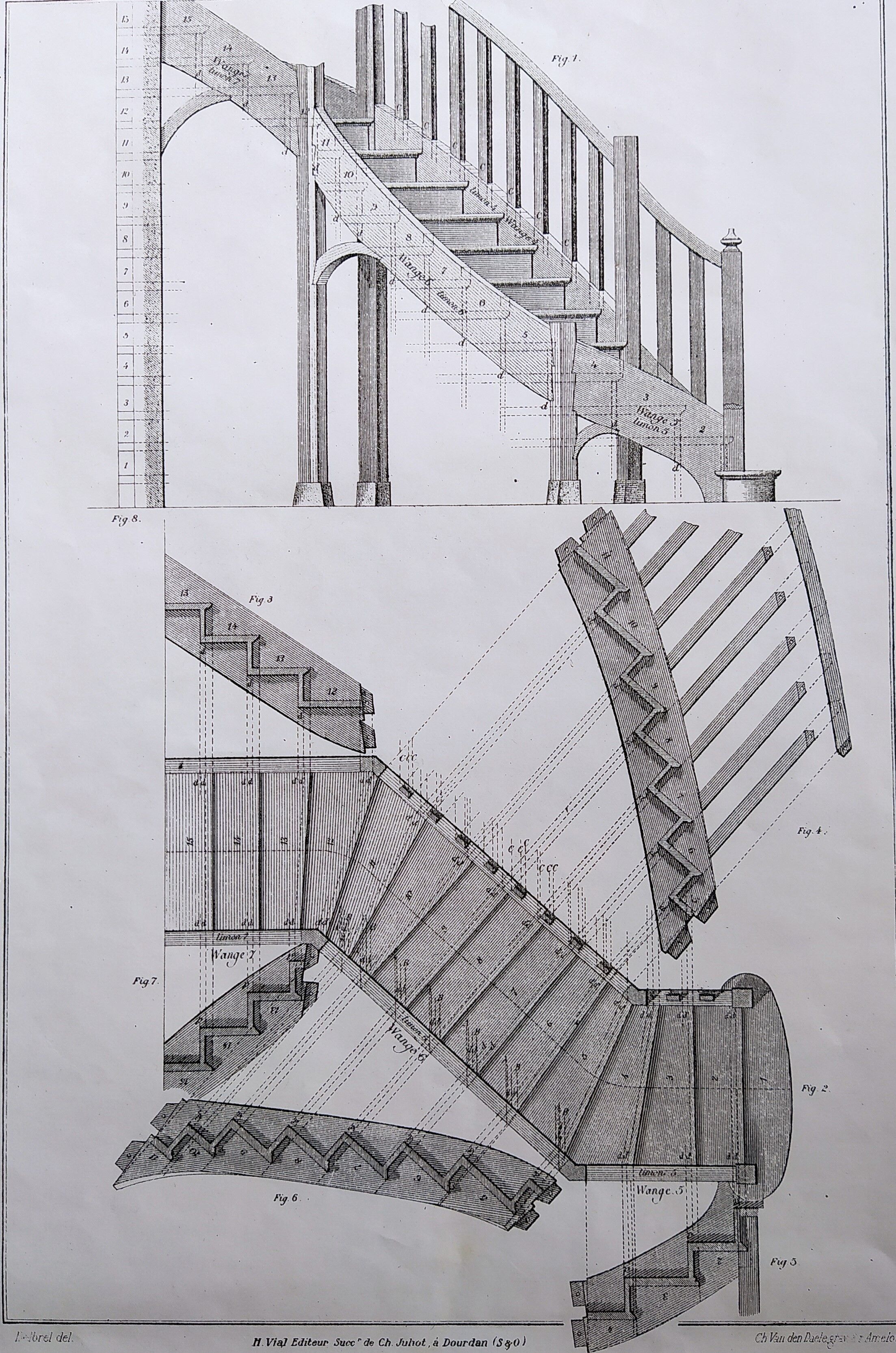 Carpentry board " Staircase with Straight Limons "