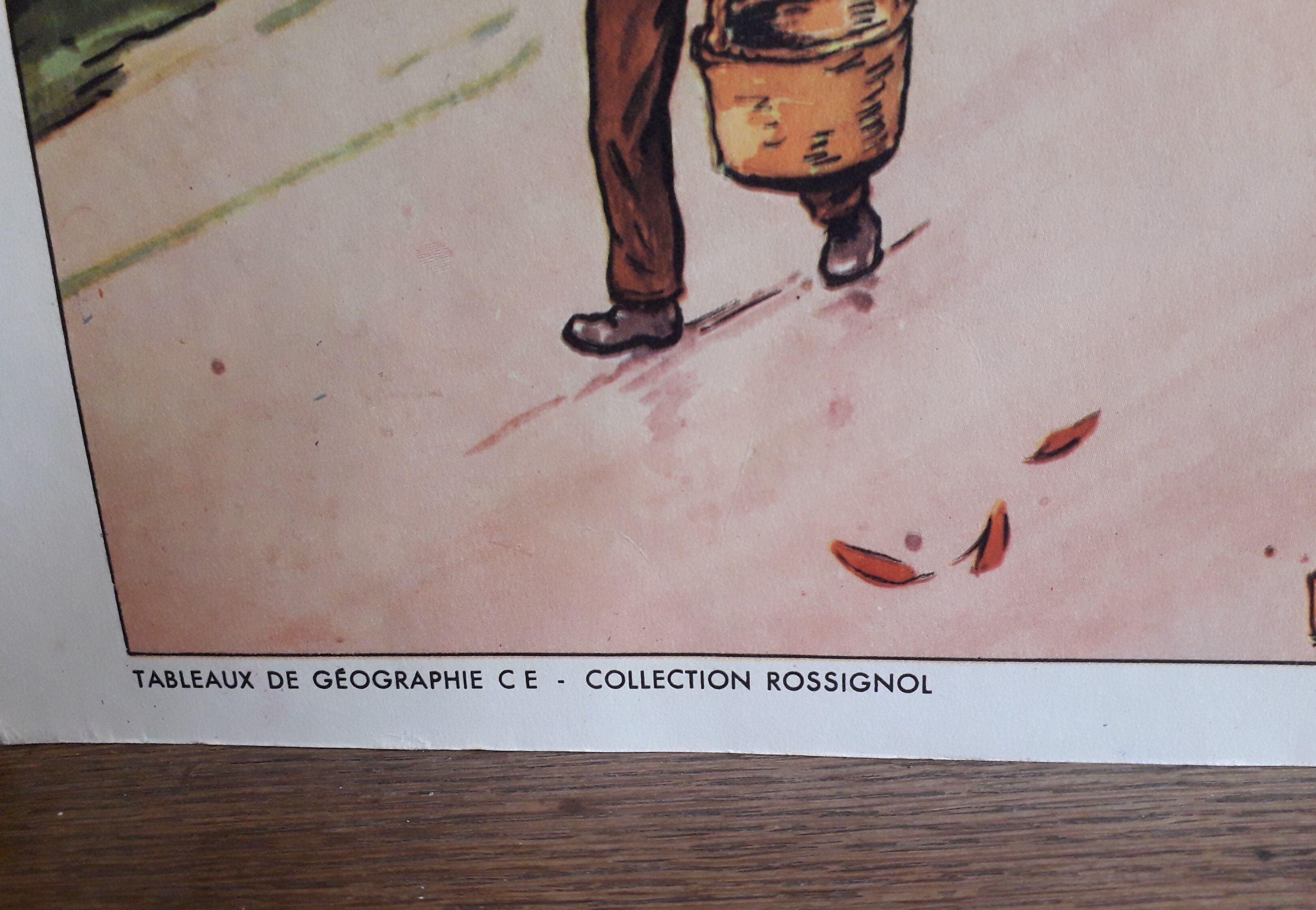 50s school poster Rossignol collection, autumn-the village plan