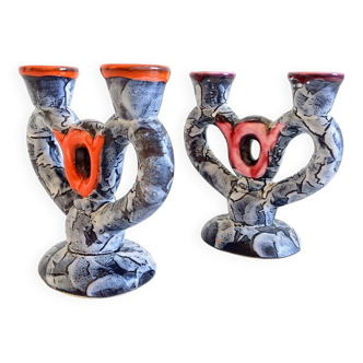 Midcentury Ceramic Candelabra by Vallauris, Gaudí Style, France, 1950s