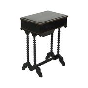 Table de couture antique laquée noire, table d'appoint en acajou, 19e siècle.