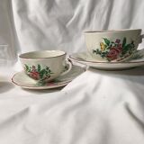 Duo of breakfast cups with saucer Faïence Lunéville