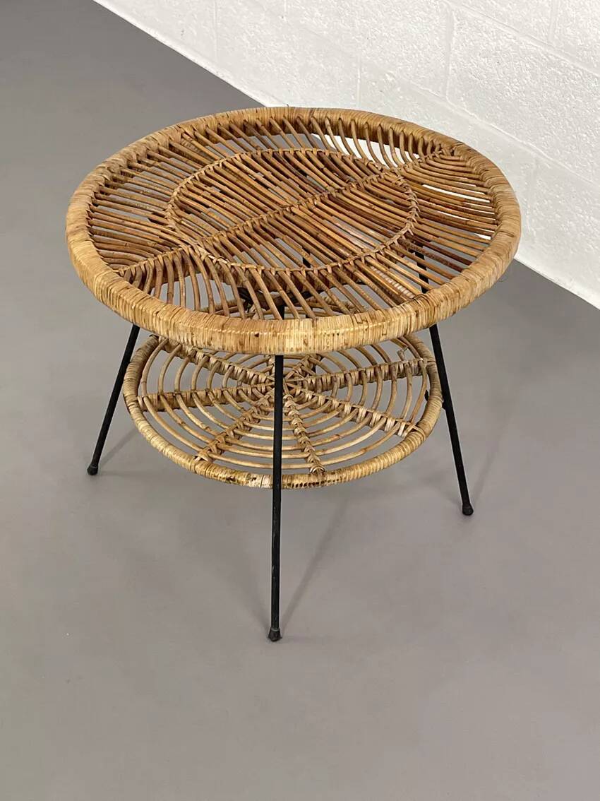 Rattan side table