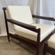 Scandinavian armchairs in solid teak with ottoman from the 1960s.