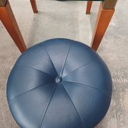 Modernist Design Side Table + 2 Blue Leather Poufs