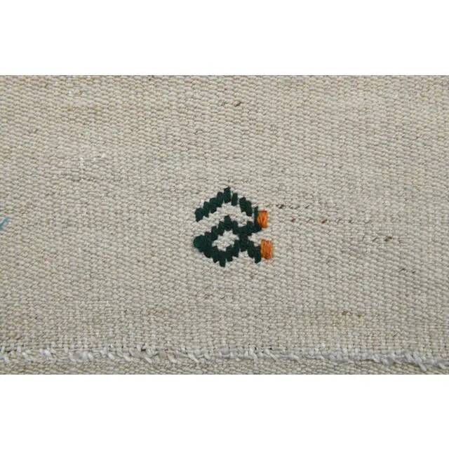 1970s Turkish Oushak Handmade Wool Cotton Beige Runner Rug 116x344