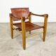 Vintage danish design cognac leather safari chair