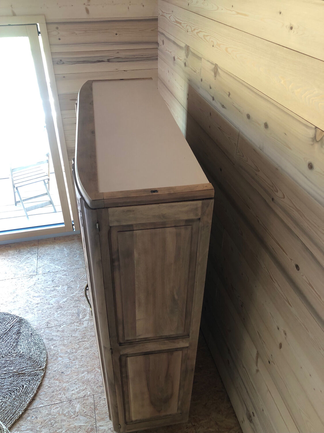 Art Deco wardrobe, solid wood and beveled mirror