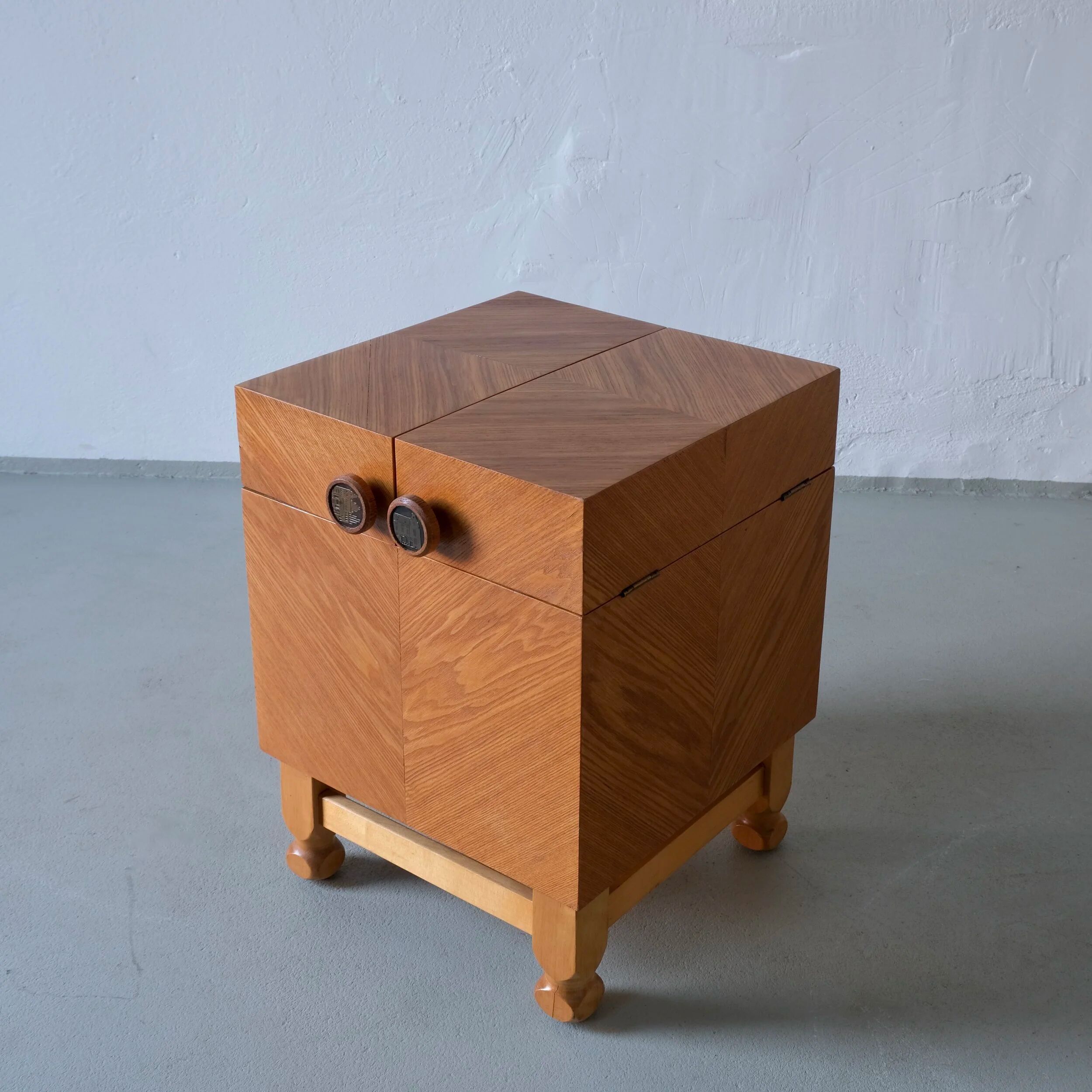 Mid-century oak bar cabinet side table, 1960s