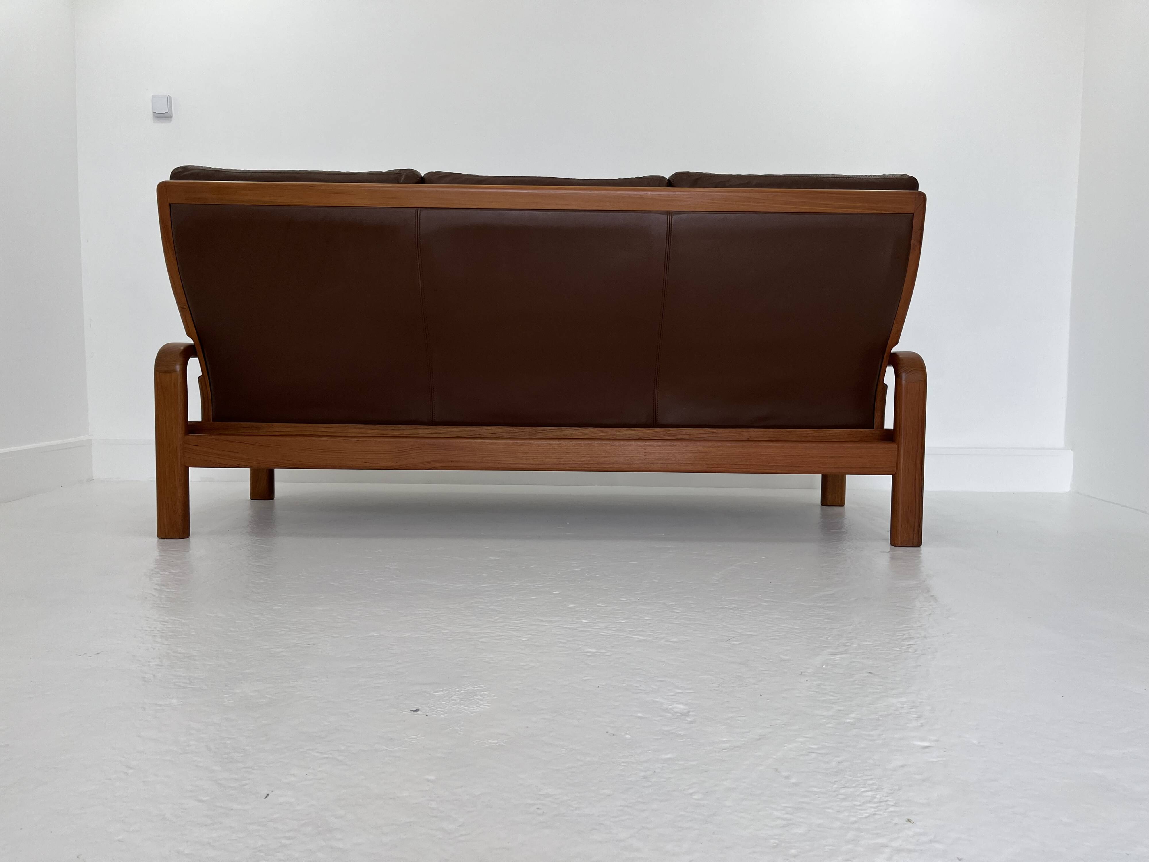 Mid-Century Leather 3-Seater Sofa by .L. Olsen & Søn, Denmark, 1960