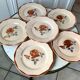 Set of 6 flat plates Digoin Sarreguemines pink flowers years 30-40