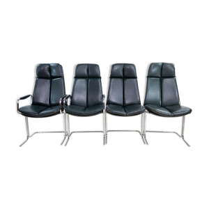 Lot de 4 chaises Pieff en cuir par Tim Bates