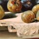 Still life with fruit, framed chromolithograph, under glass