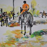 Alain Desormeaux (1931-2010) "The Riders" 1971 Oil on strong paper, signed and dated
