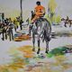 Alain Desormeaux (1931-2010) "The Riders" 1971 Oil on strong paper, signed and dated