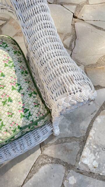 Vintage rattan kids garden bench