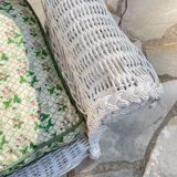 Vintage rattan kids garden bench