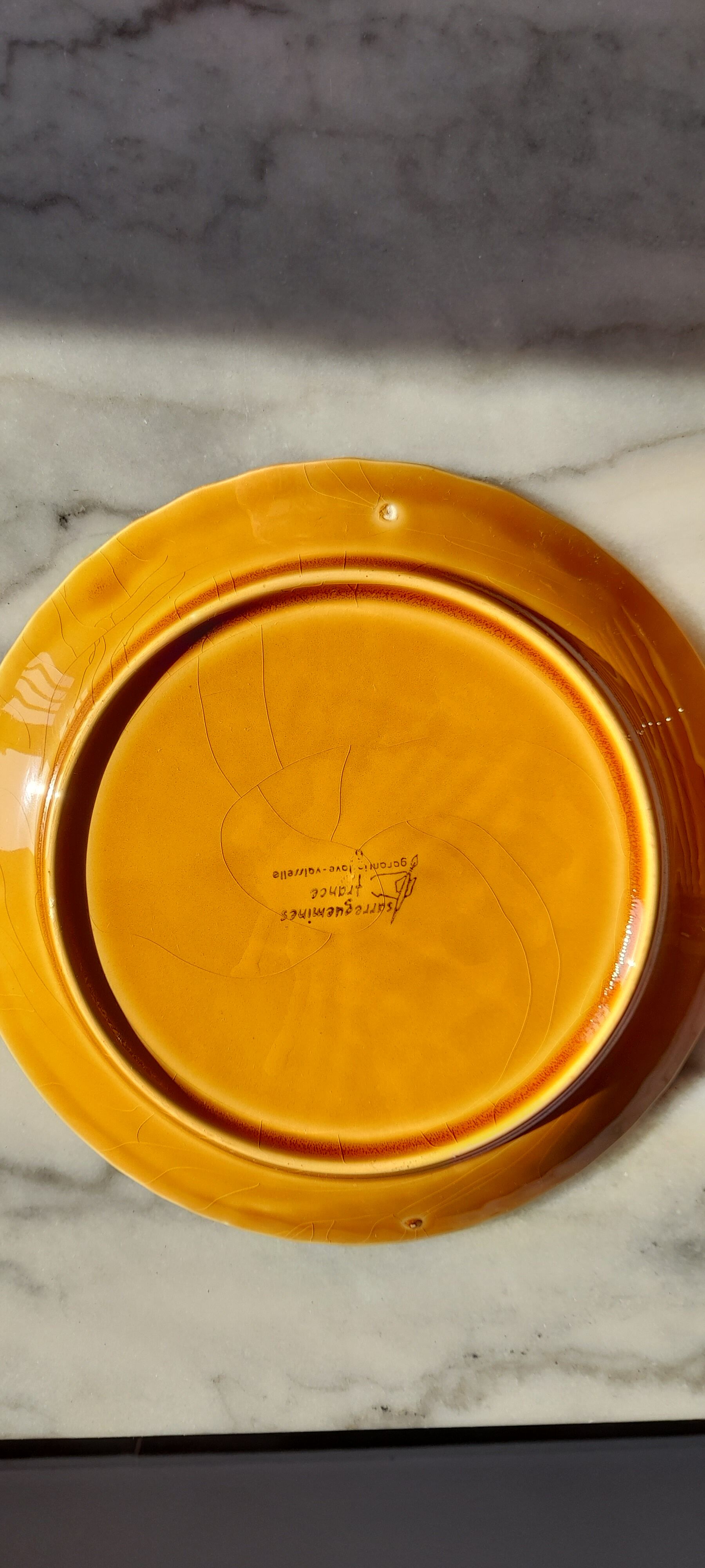 Fish service, 12 plates, soup tureen, sauce boat, sarreguemines