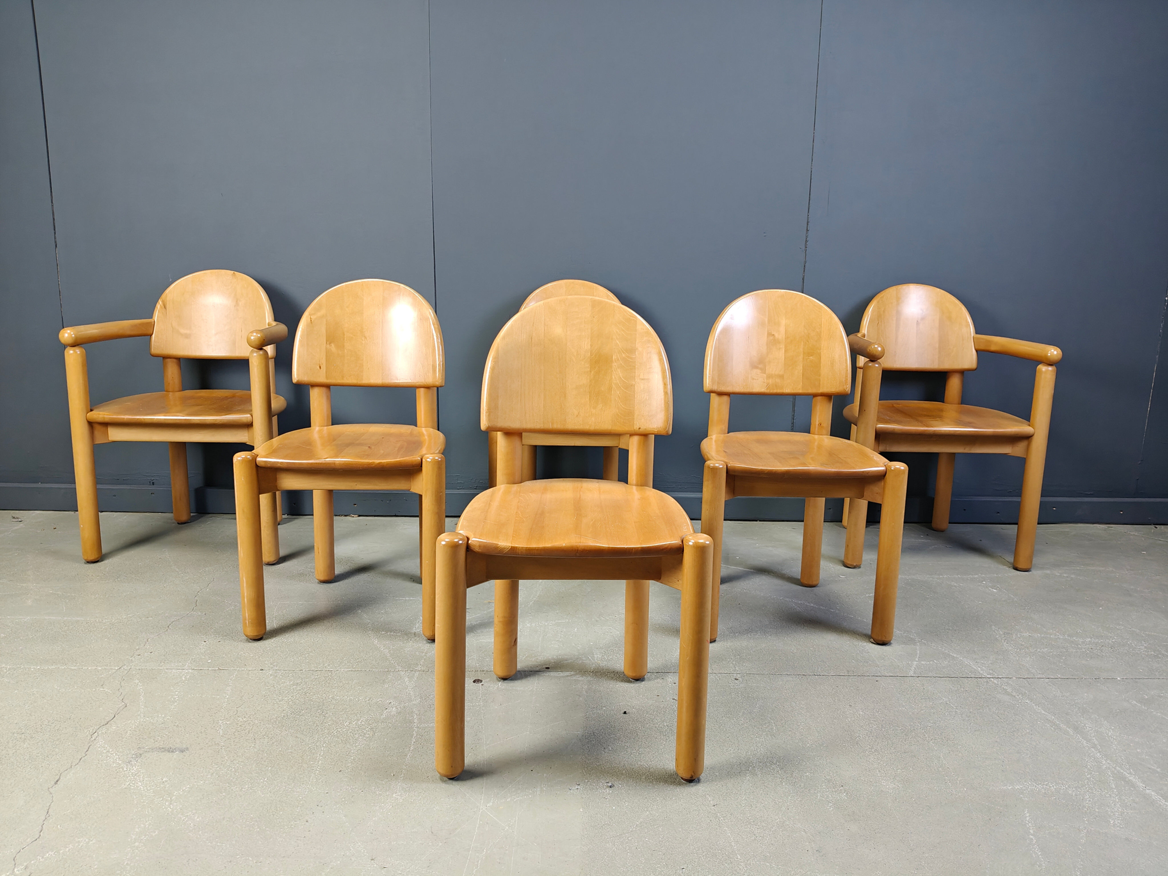 Rainer Daumiller pine wood dining chairs for Hirtshals Savvaerk set of