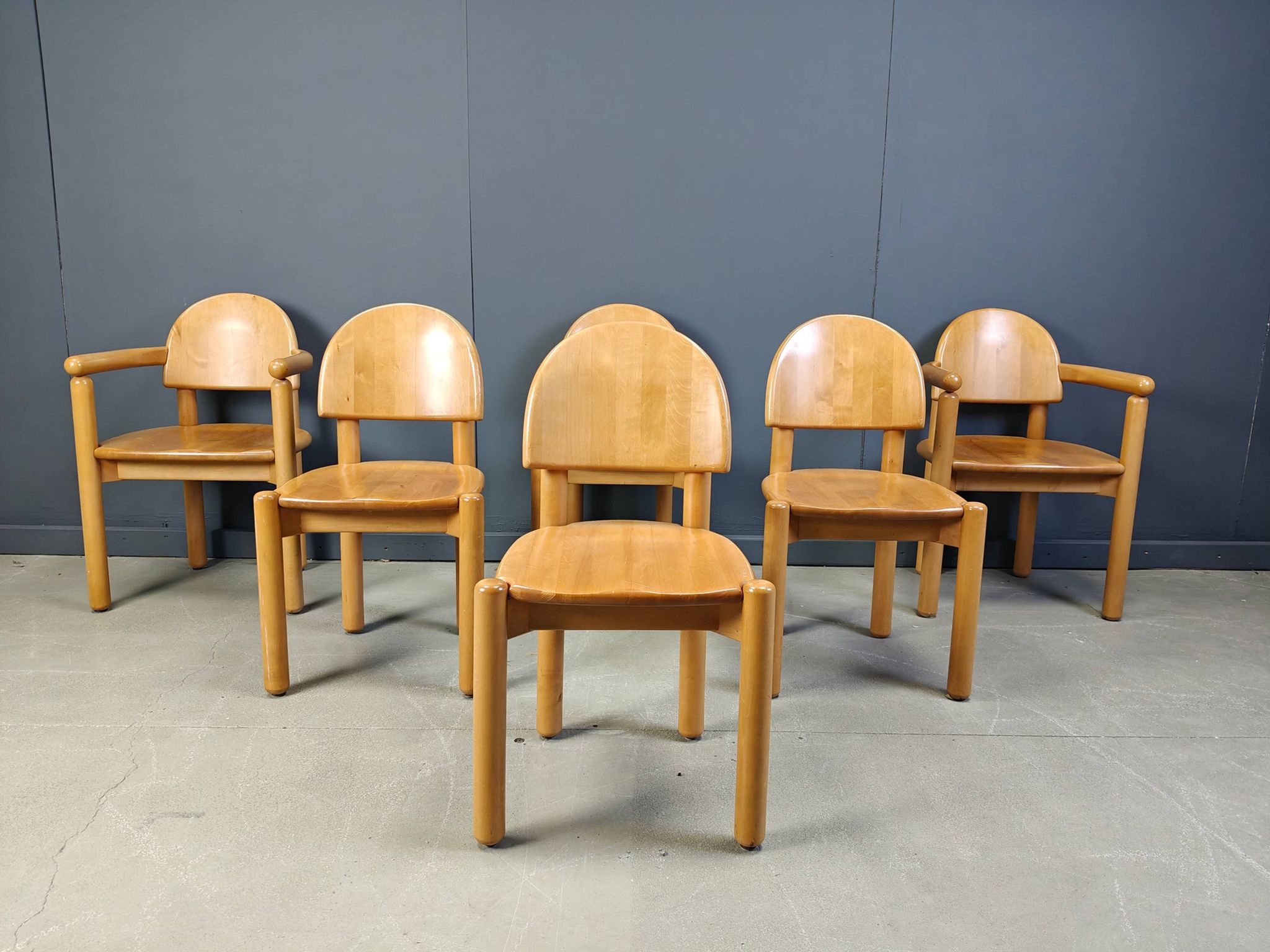 Rainer Daumiller pine wood dining chairs for Hirtshals Savvaerk set of