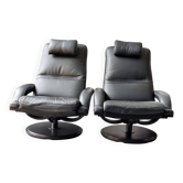 2 fauteuils en cuir Roche Bobois