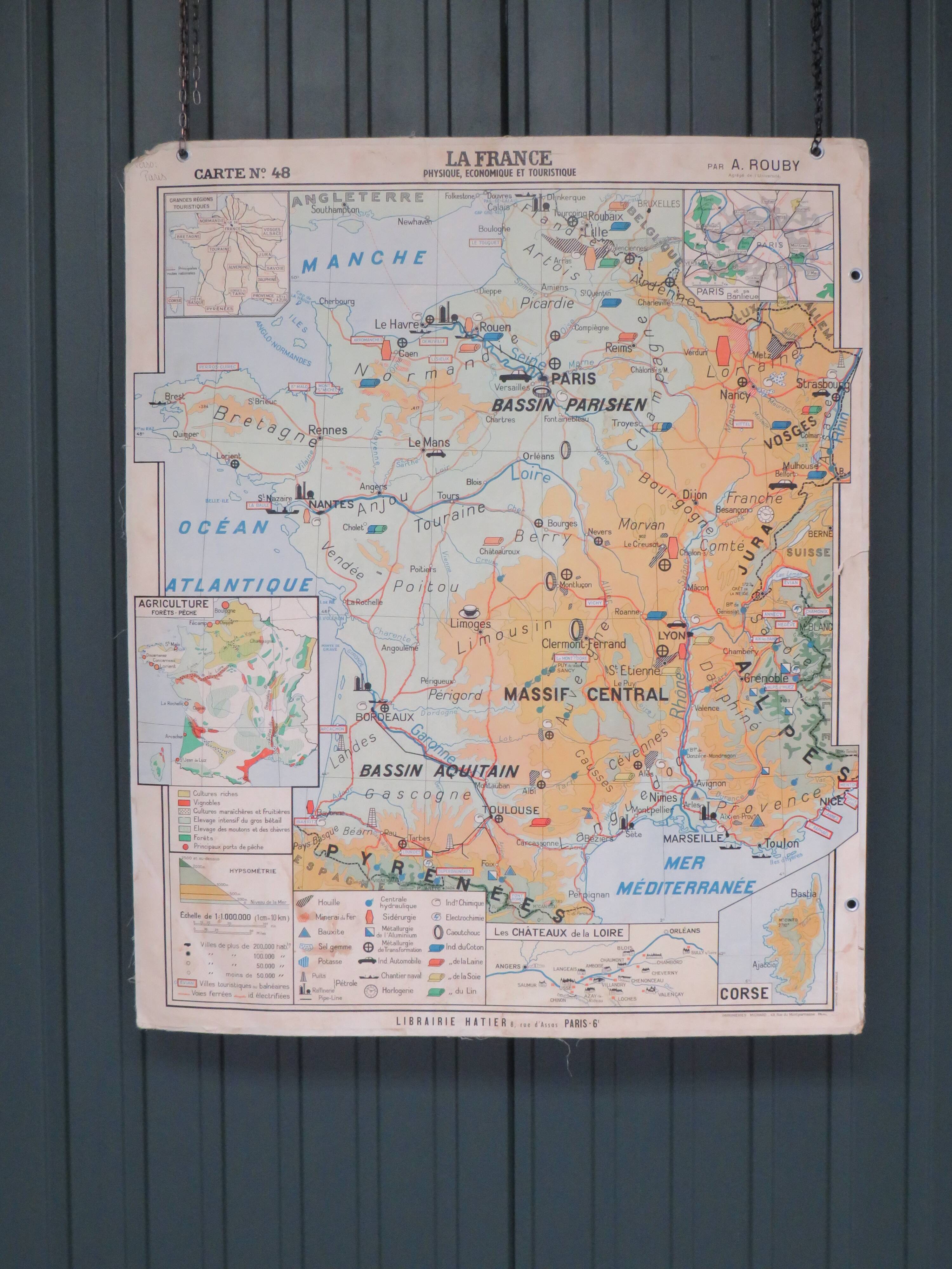 Old school map France/Paris No.48 Hatier edition