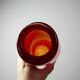 Red blown glass bubble tube vase in Murano style, vintage 80s-90s.