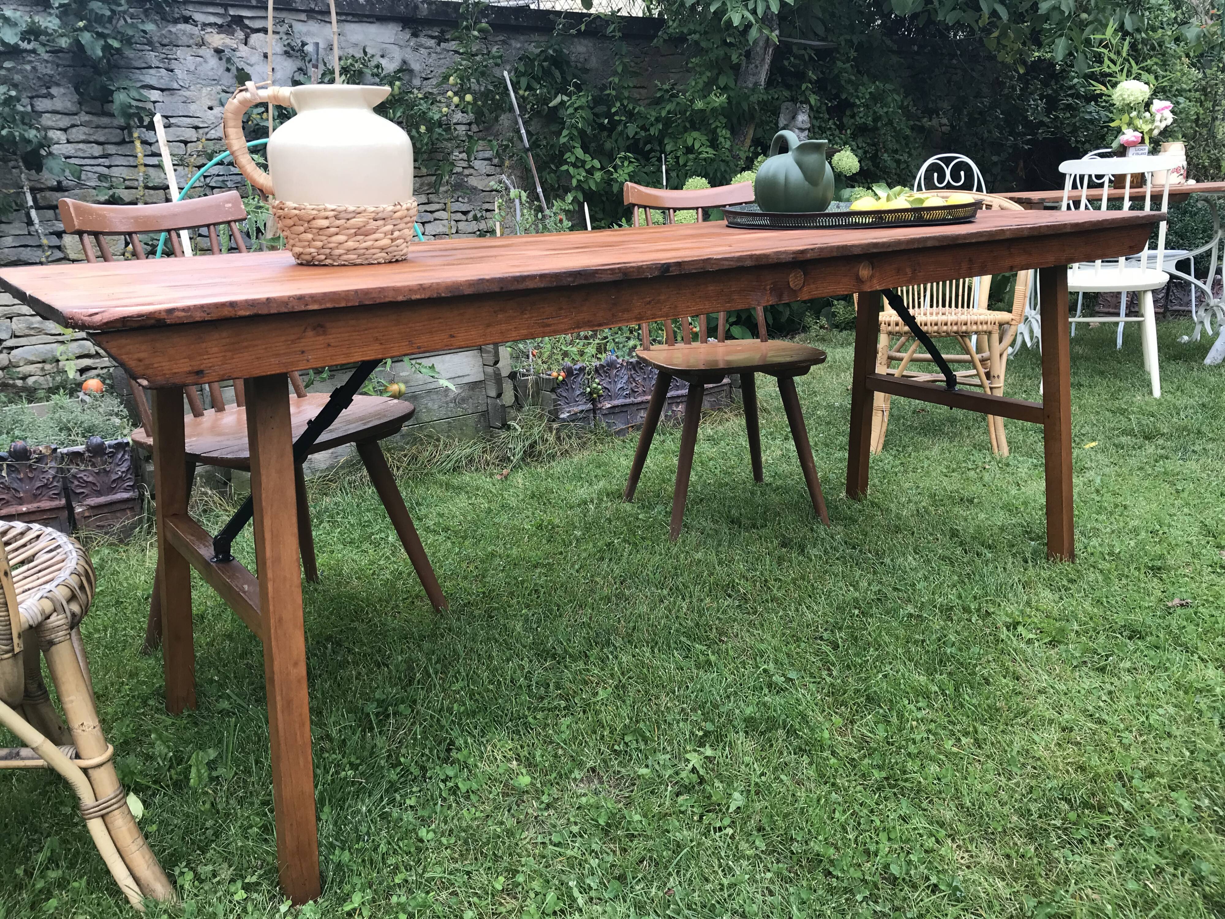 Vintage mid-century farm or estaminet dining table