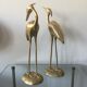 Paire d'oiseaux échassiers aigrettes en laiton
