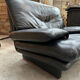 Black leather sofa – Italian design – 1980s