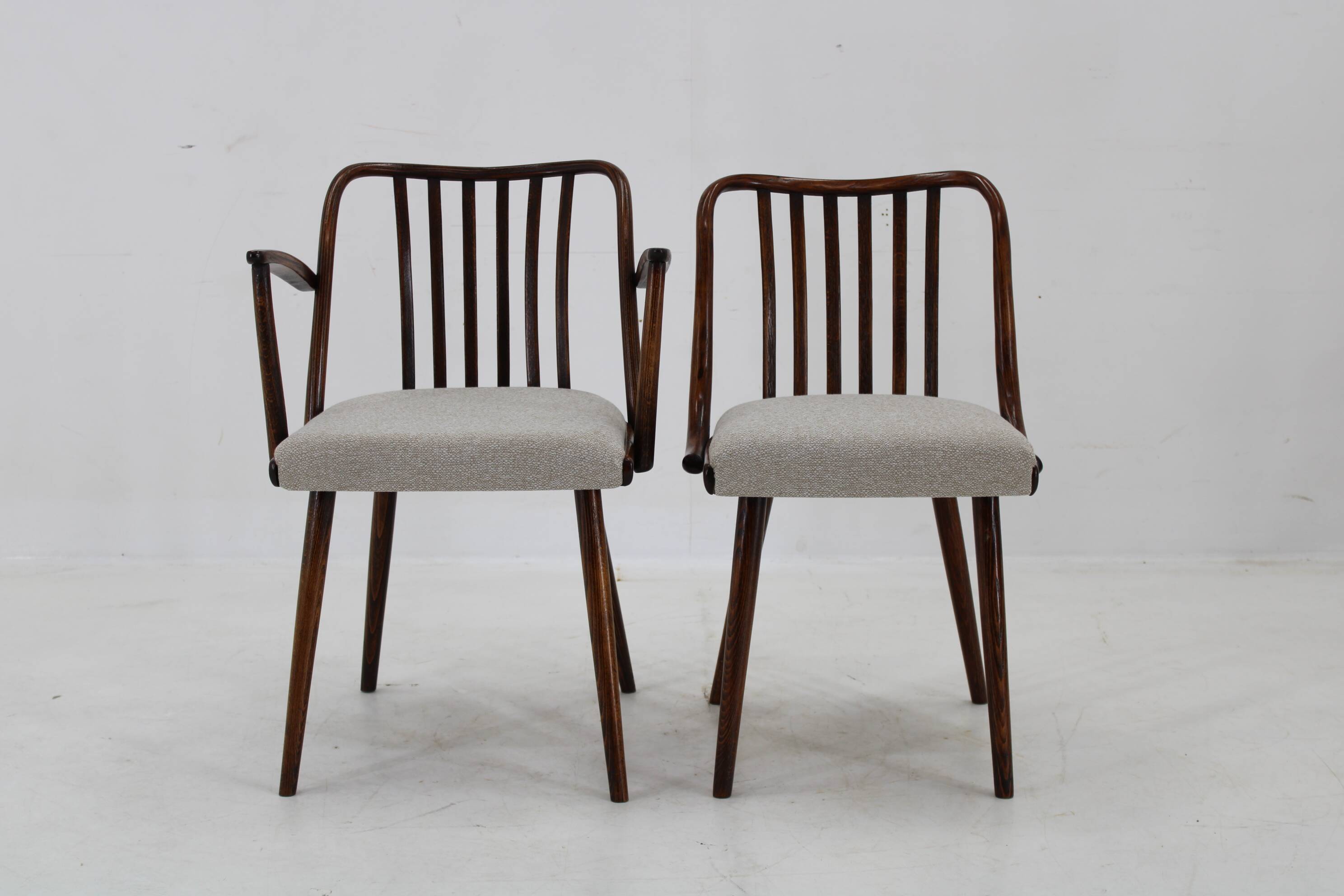 1960s Antonin Suman Set of Six Beech Dining Chairs, Restored