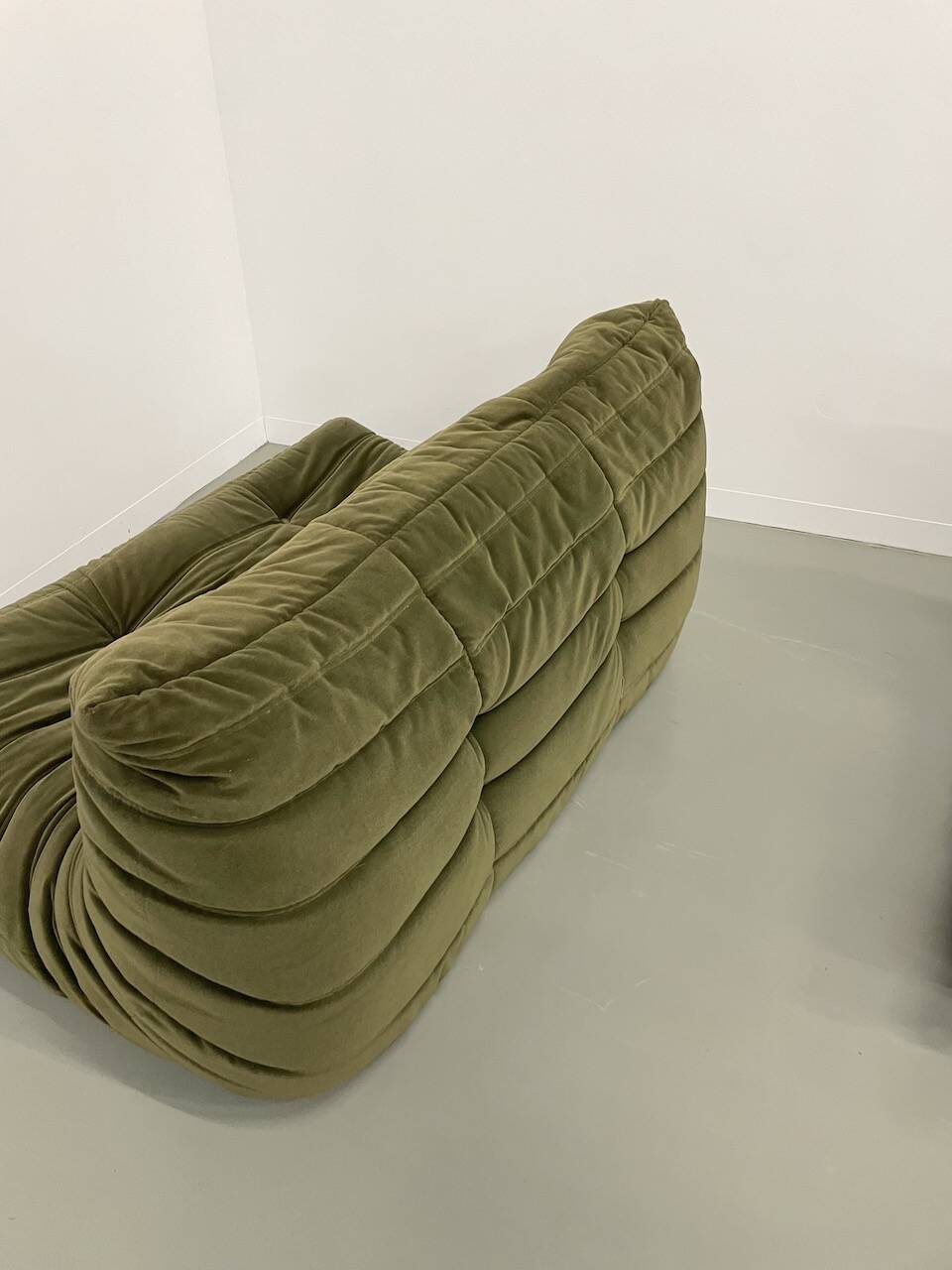 Vintage 2 and 3 seater green velvet togo set