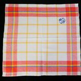 Old tablecloth and 11 towels crossed red blue