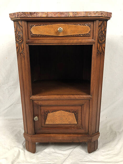 Bedside furniture wood and marble art deco period