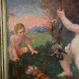 Tableau ancien XIXème huile sur panneau « Putti «