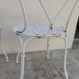 Pair of wrought iron garden chairs, antique manufacture
