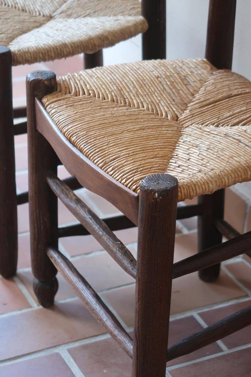 Pair of straw farm chairs