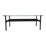 table basse fer forgé verre laiton vintage 1950