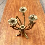 Vintage brutalist floral metal candlestick