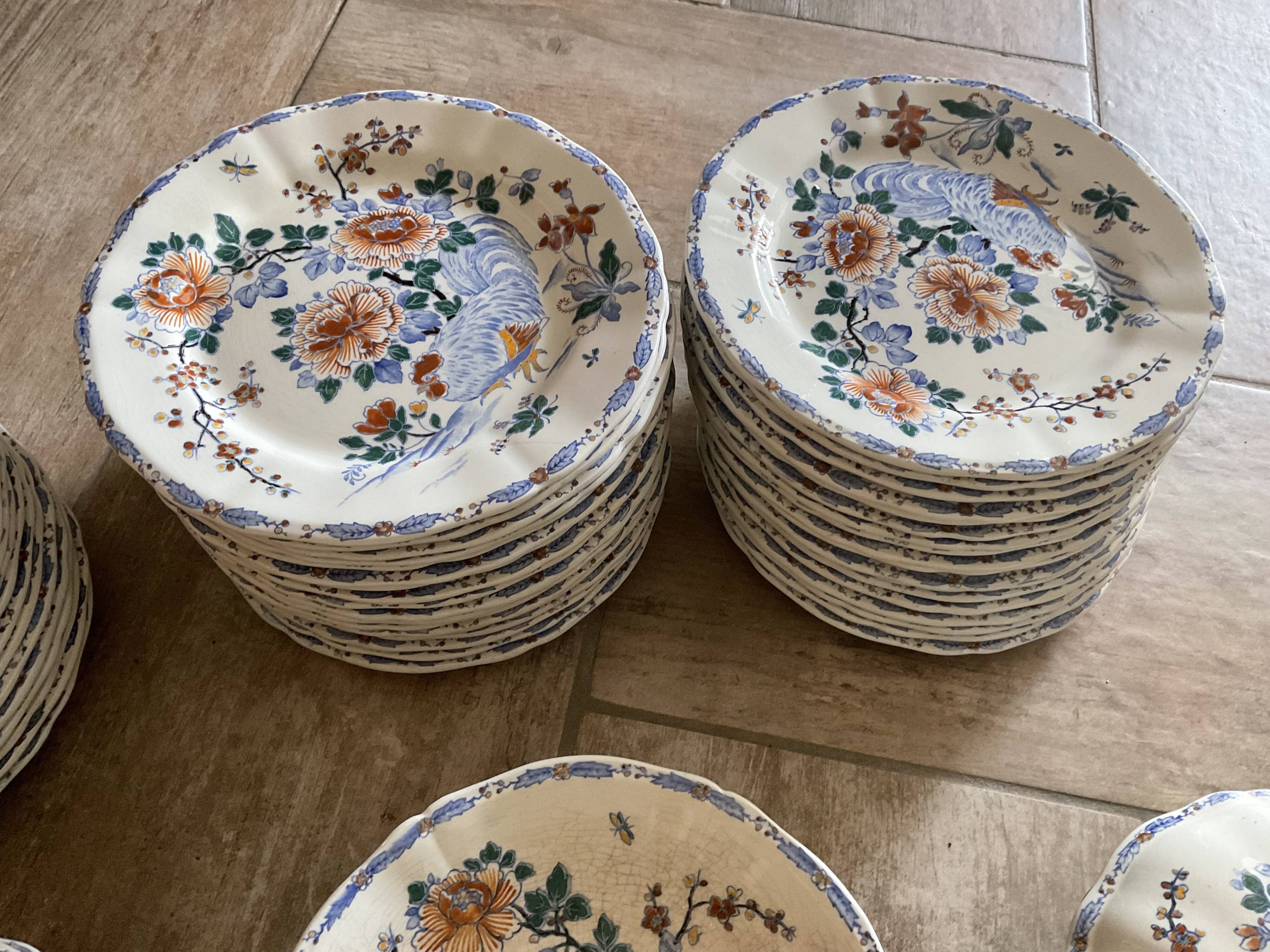 Table service gien au coq, 68 pieces