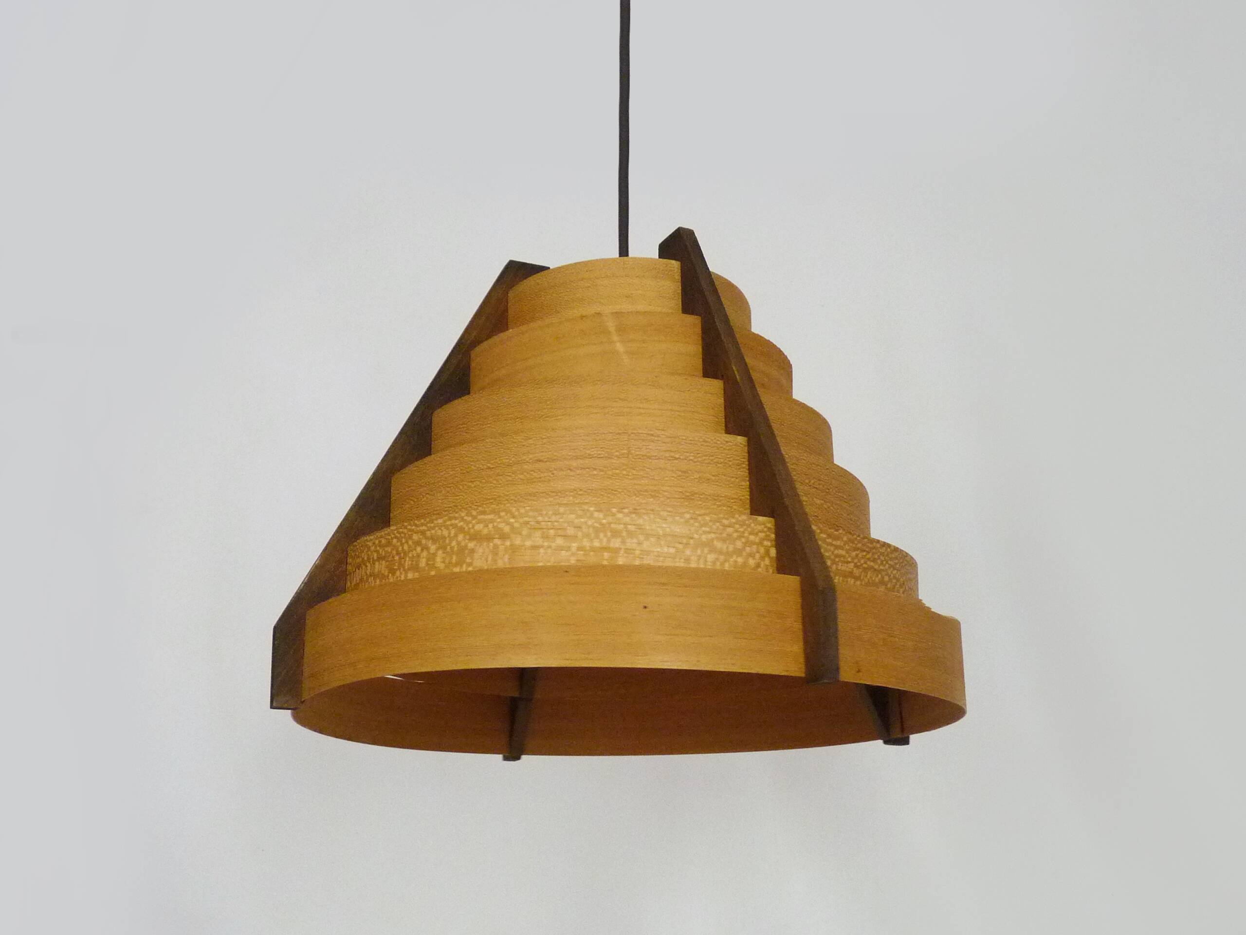 Scandinavian pendant light by Linus Bopp Limbach in pine slats. 1960s