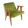 Fauteuil restauré vintage, modèle 366, designer J. Chierowski, velours olive