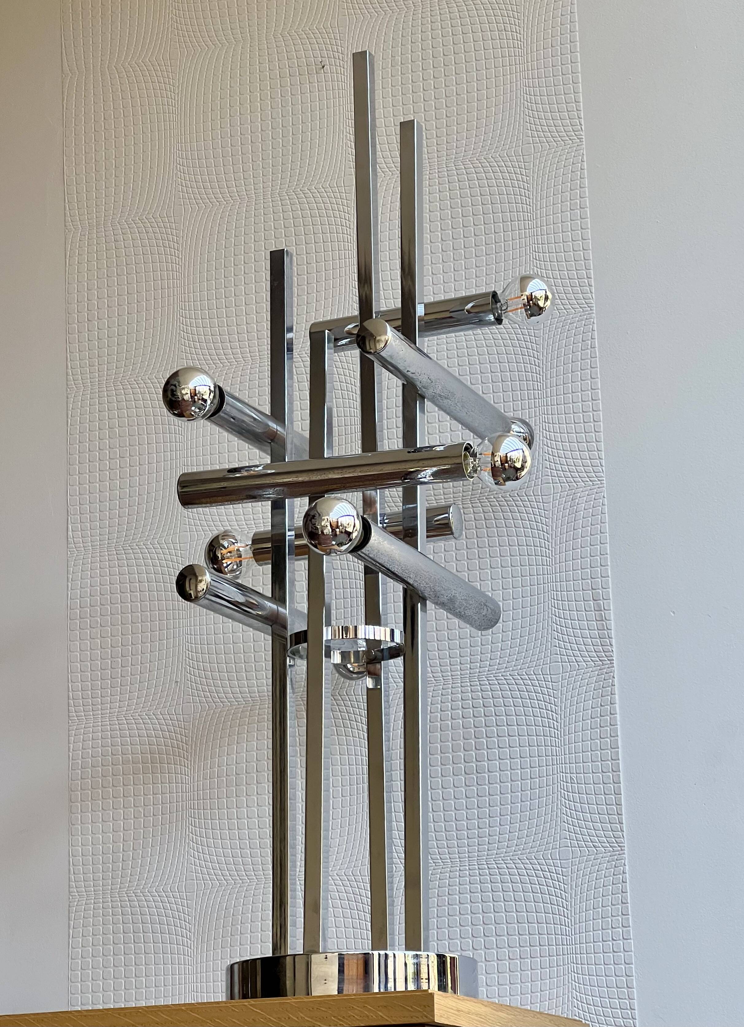 Large 70' Italian chrome table lamp by Stilux Milano