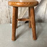Pair old milking stool door pots light wood vintage