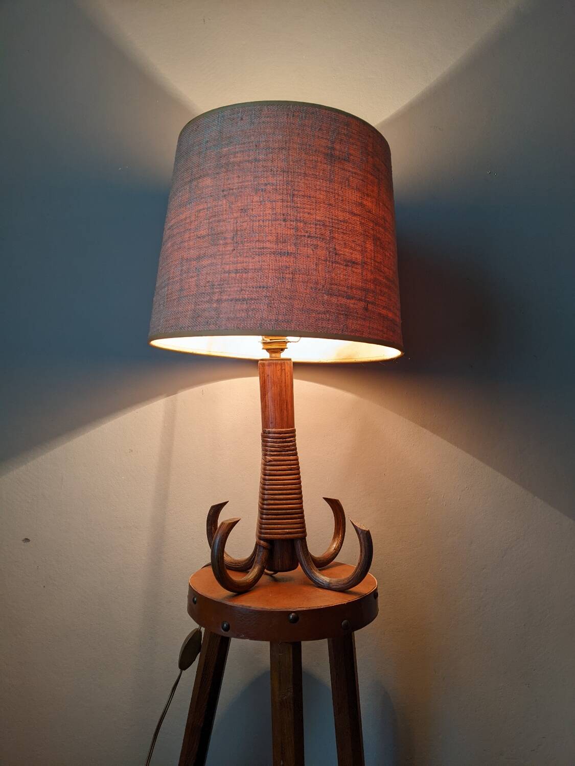 Bamboo rattan bedside lamp, Scandinavian country style